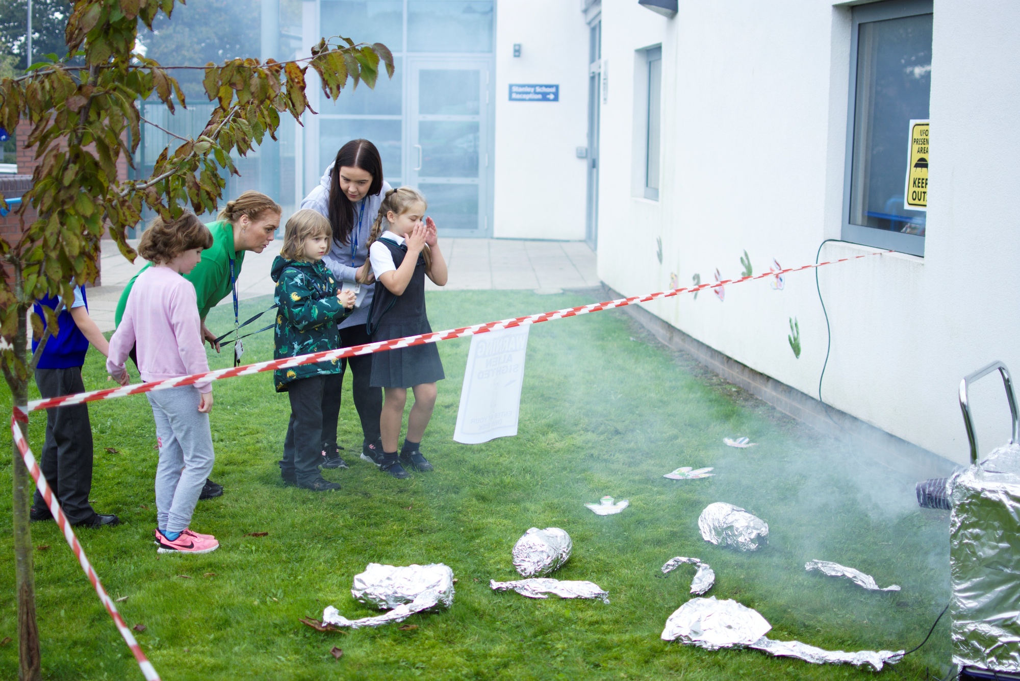 Pupils outside Stanley School